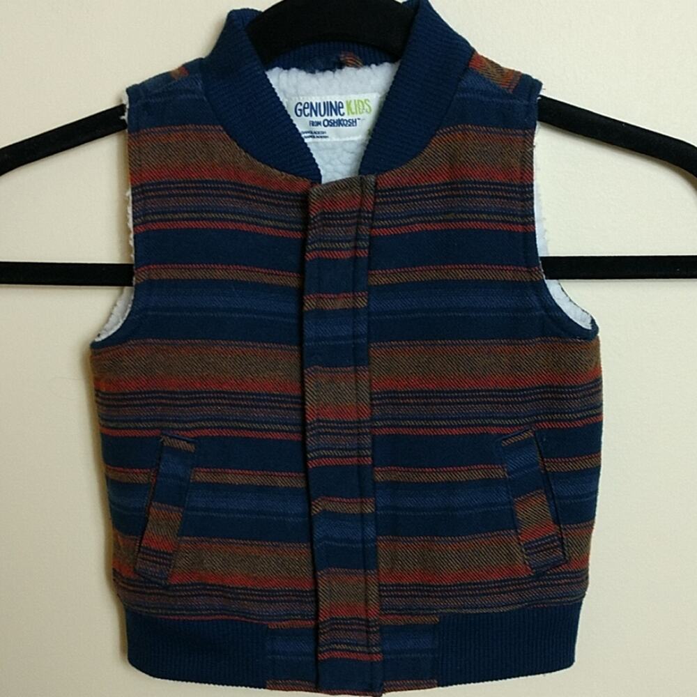 Oshkosh Sherpa Lined Striped Vest size 12 Months